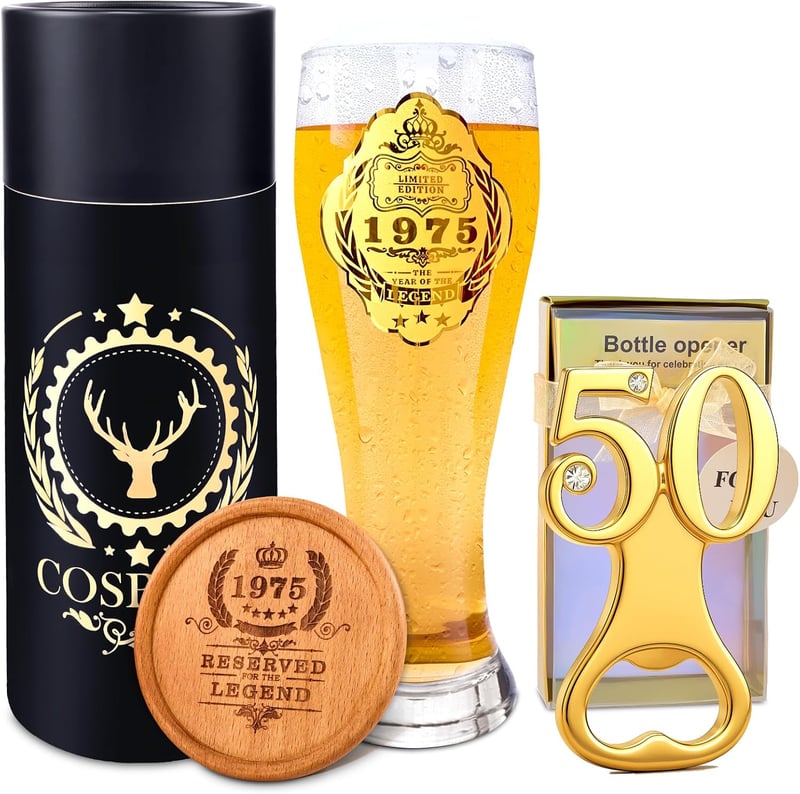 50. Geburtstag Bierglas mit Gravur für Männer, personalisierte Deko 580ml