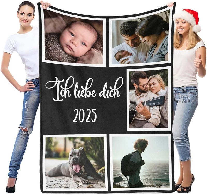 Personalisierte Fotodecke als Geburtstagsgeschenk für die Familie