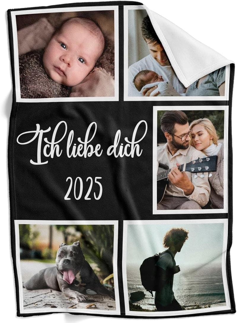 Personalisierte Fotodecke als Geburtstagsgeschenk für die Familie