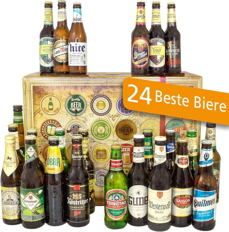Biergeschenkset: 24 Biere der Welt für Männer zum Geburtstag