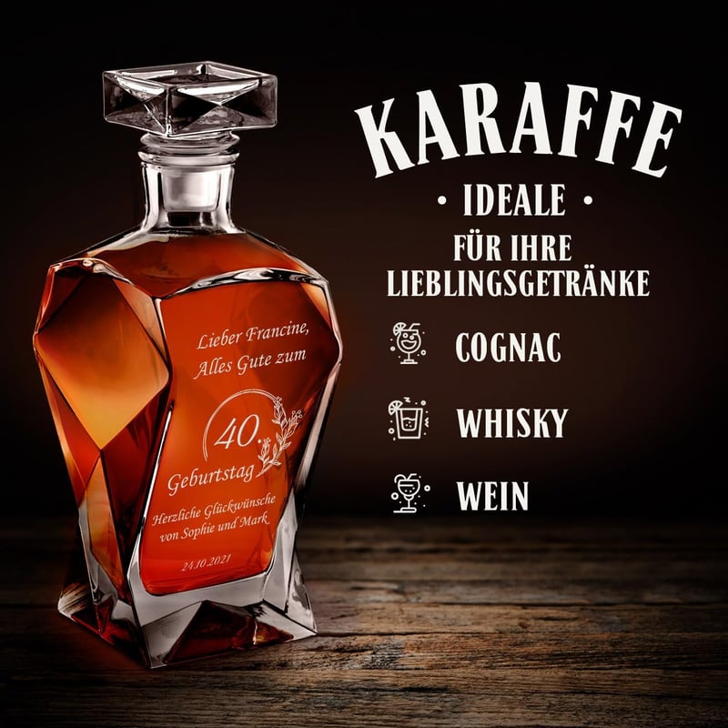 Whiskey Karaffe Set mit 6 Gläsern und Gravur - Vatertagsgeschenk