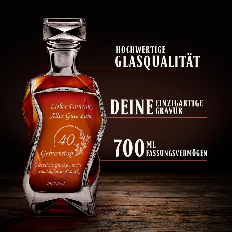 Whiskey Karaffe Set mit 6 Gläsern und Gravur - Vatertagsgeschenk