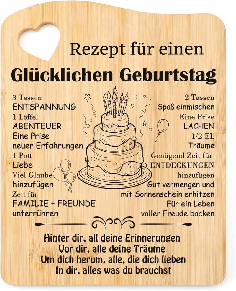 Bambus Schneidebrett als Geburtstagsgeschenk für Frauen und Männer
