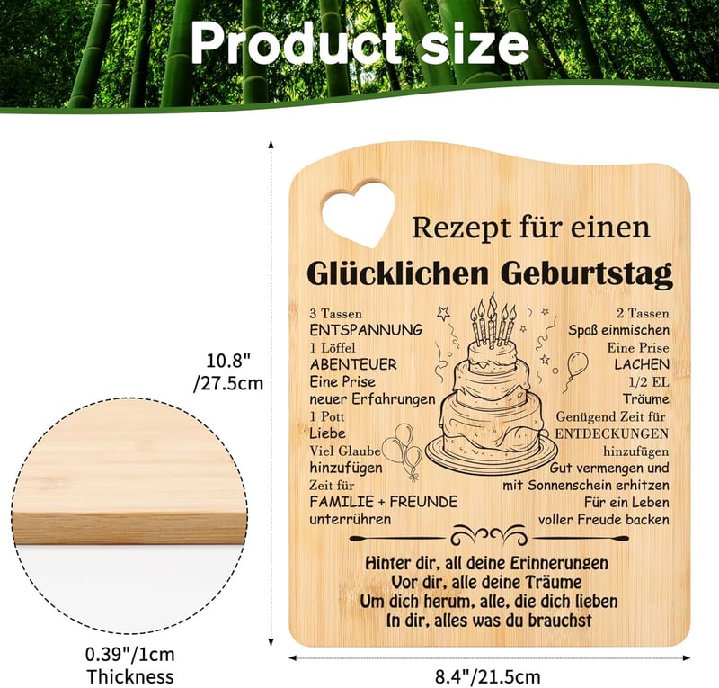 Bambus Schneidebrett als Geburtstagsgeschenk für Frauen und Männer