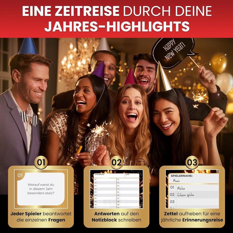 Silvester-Spiel: Jahres-Highlights für 1-10 Spieler ab 6 Jahren