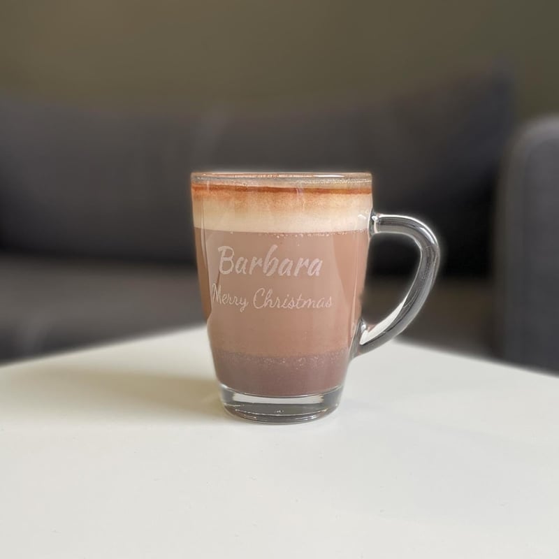 Personalisierter Glasbecher mit Gravur für Kaffee und Tee, 300 ml
