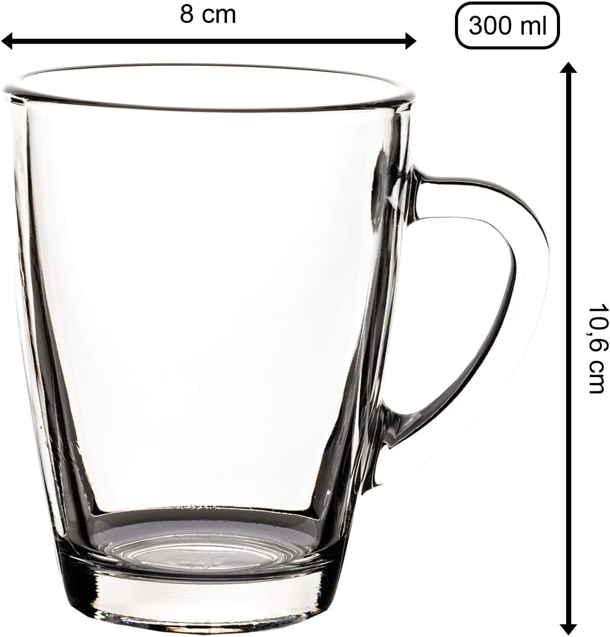 Personalisierter Glasbecher mit Gravur für Kaffee und Tee, 300 ml