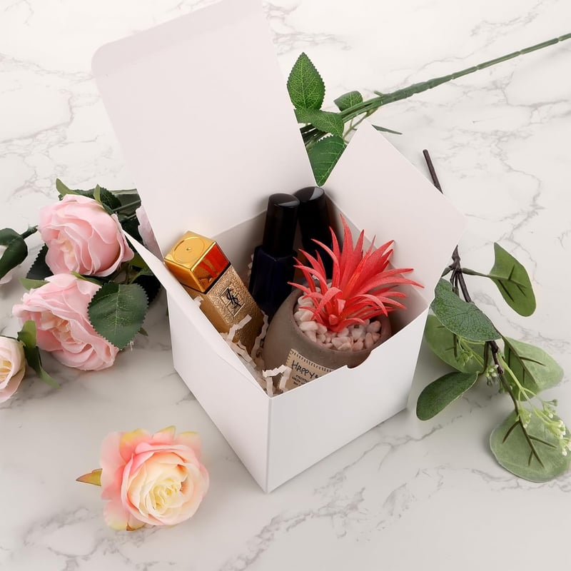 50 Stück Kleine Geschenkboxen aus Weißem Kraftpapier für Hochzeiten und Partys