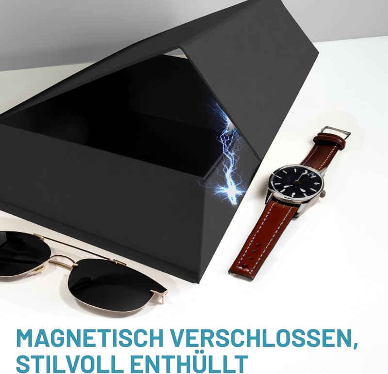 Schwarze Geschenkschachtel 45 x 35 x 20 cm mit Magnetverschluss