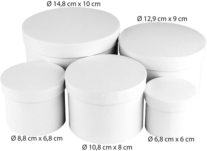 Geschenkboxen-Set aus stabilem Karton | 5 Größen | rund | Geburtstag & Hochzeit
