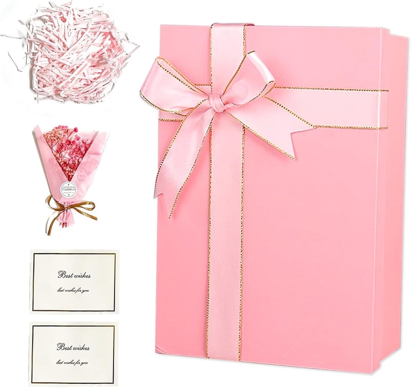 Schicke Geschenkbox für Geburtstag und Anlässe – Rosa, mit Deckel und Raffia