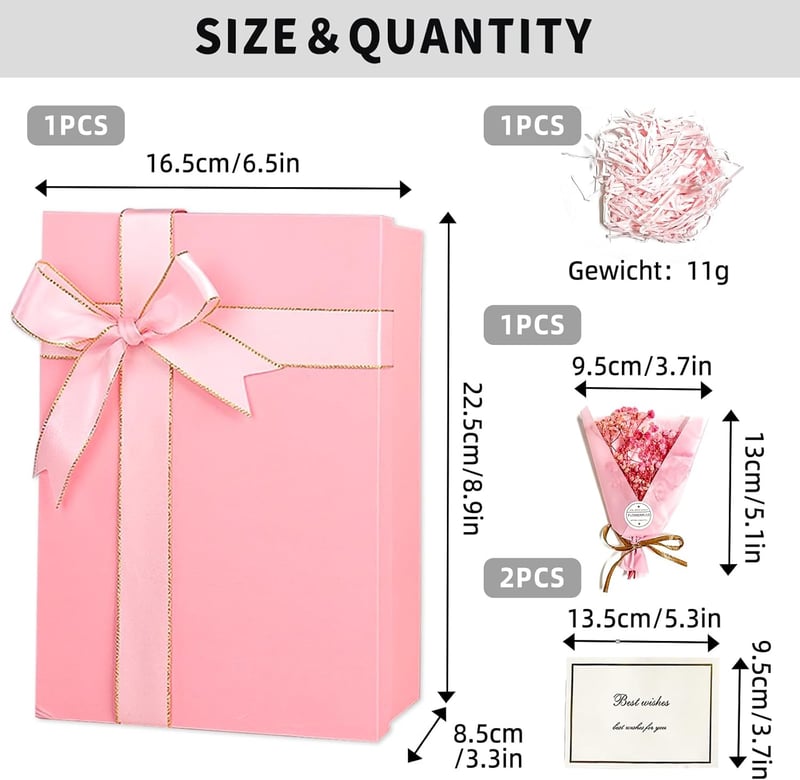 Schicke Geschenkbox für Geburtstag und Anlässe – Rosa, mit Deckel und Raffia