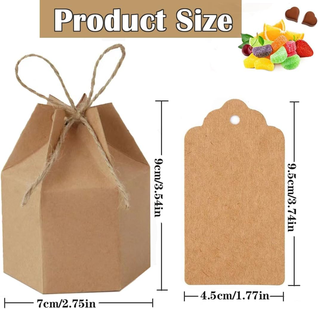 Kraftpapier Geschenkboxen mit Juteschnur für Hochzeiten & Geburtstage