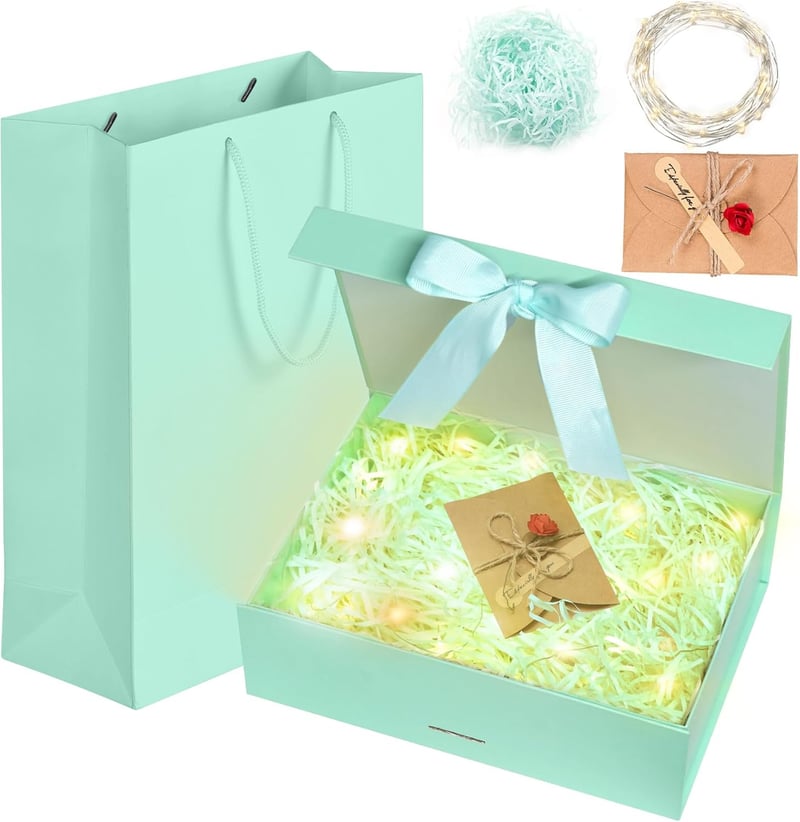 Geschenkbox für Hochzeit und Geburtstag mit Schleife, Grün