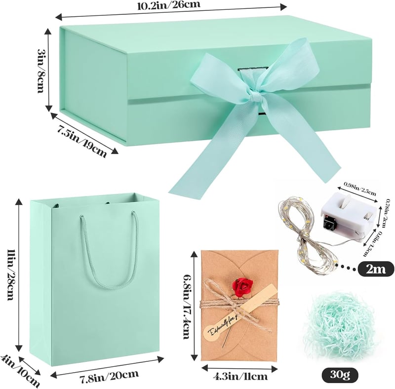 Geschenkbox für Hochzeit und Geburtstag mit Schleife, Grün