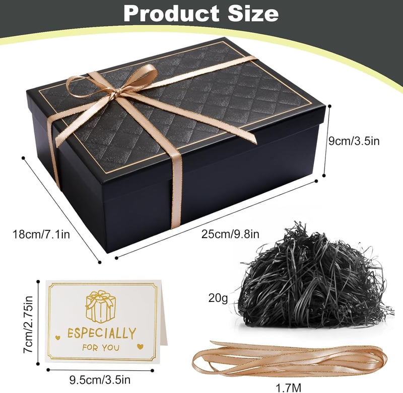 Geschenkbox mit Deckel (25 x 18 x 9 cm) für Hochzeit, Geburtstag, Weihnachten