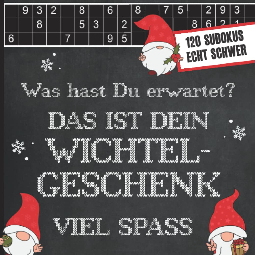 Sudoku-Geschenk im Weihnachtsdesign für Wichteln – 120 schwere Rätsel