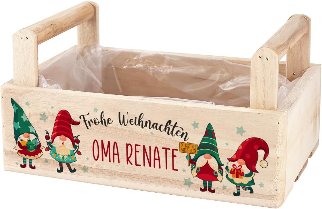 Personalisierter Pflanzkorb mit Motiv für Weihnachten – Frohe Weihnachten Wichtel