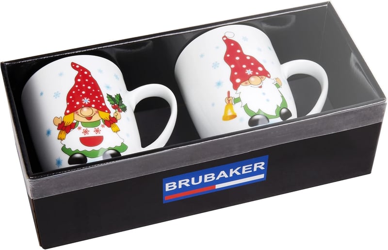 Weihnachten Kaffeetassen Set mit fröhlichen Zwergen und Grußkarte