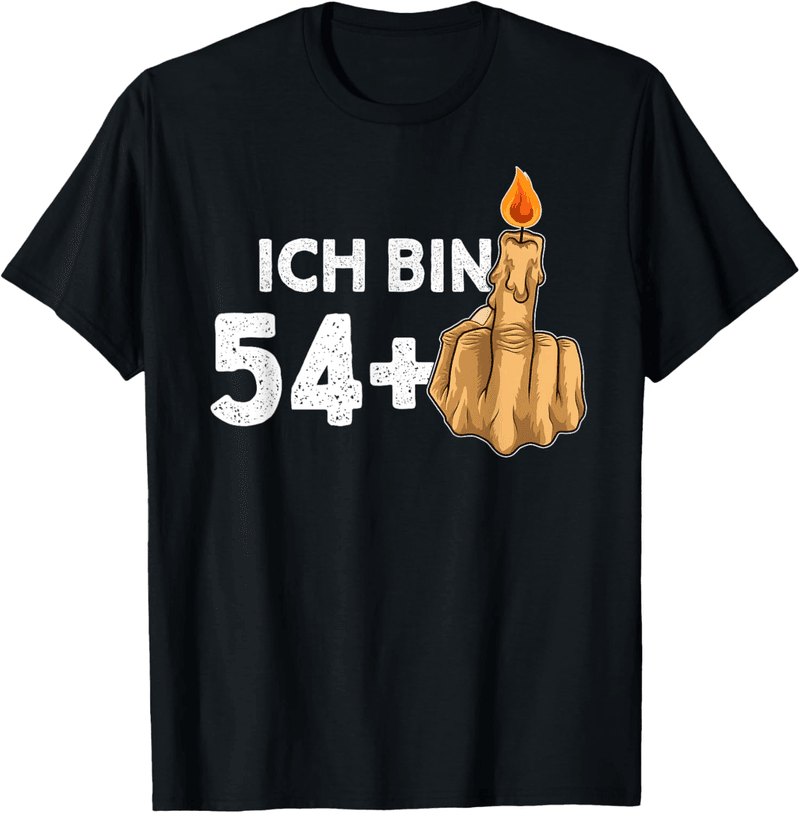 55. Geburtstag T-Shirt mit 54 + 1 Mittelfinger-Kerze