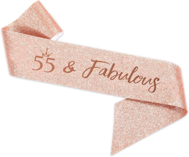 Roségoldene Schärpe und Tiara zum 55. Geburtstag für Frauen