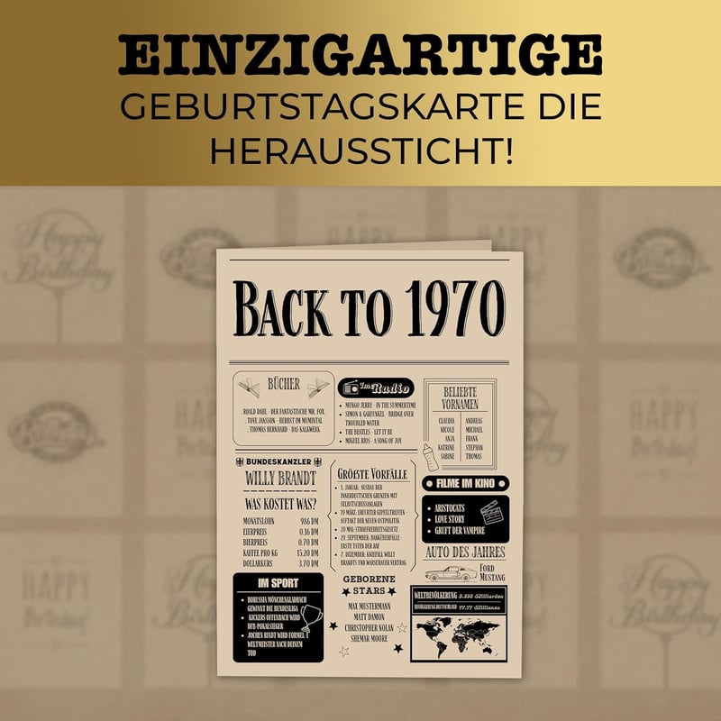 55. Geburtstag Kärtchen im Zeitungsdesign für Männer und Frauen
