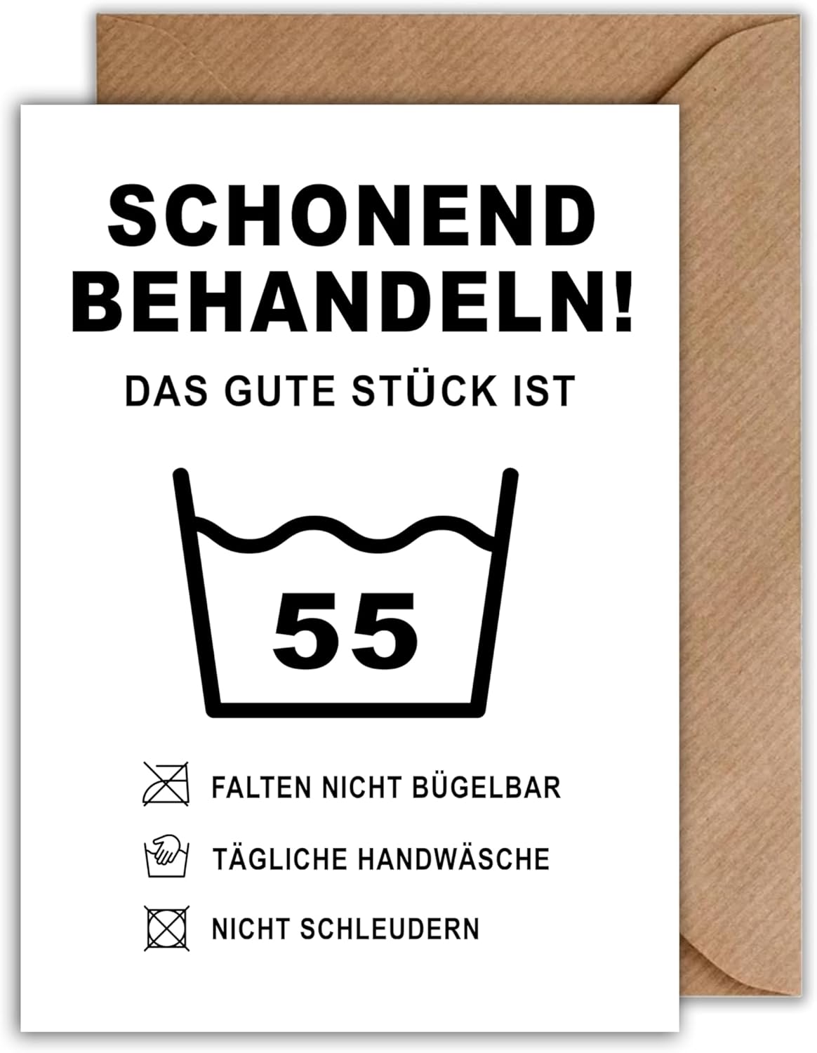 Lustige Geburtstagskarte 55. Geburtstag mit Pflegeanleitung für Männer und Frauen