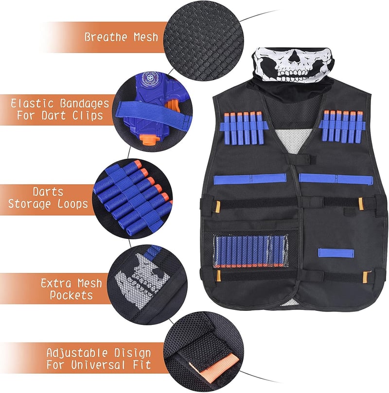 Nerf Zubehör Set: Zielscheibe mit Weste, Gewehr und 20 Darts für Kinder