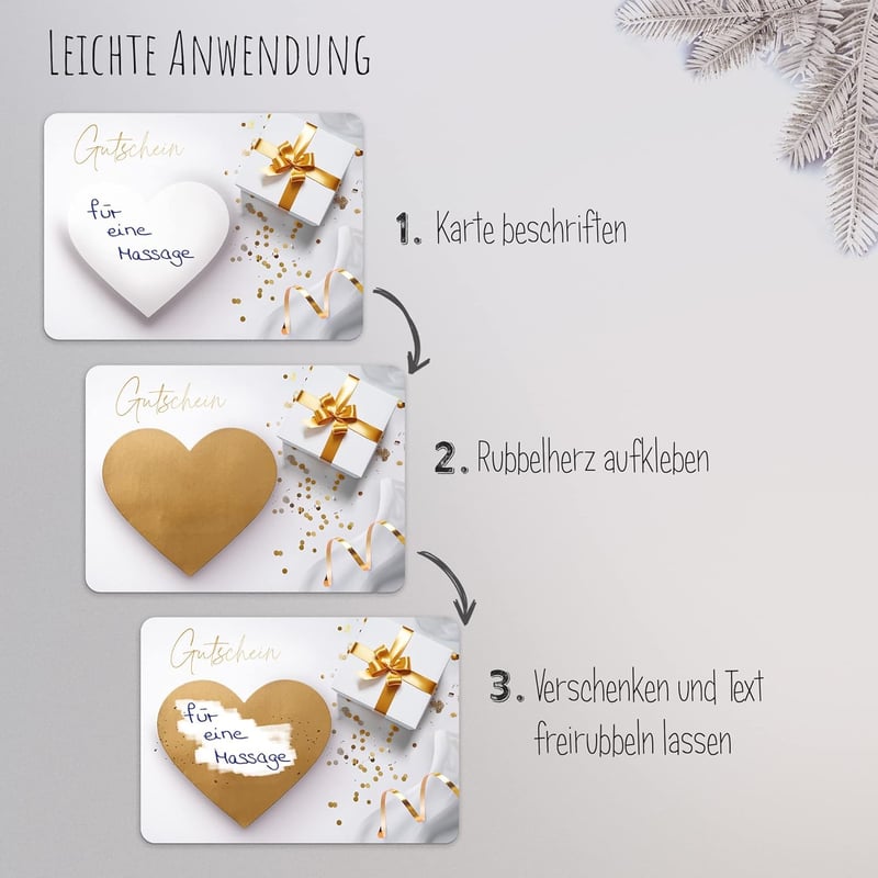 Rubbelkarten zur Selbstbeschriftung – 6 Gutscheine mit Umschlägen
