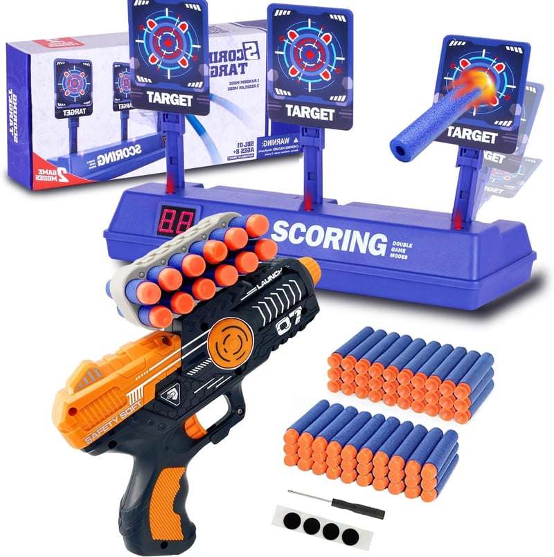 Zielscheibe mit Spielzeugpistole und 60 Darts für Kinder ab 6 Έτη