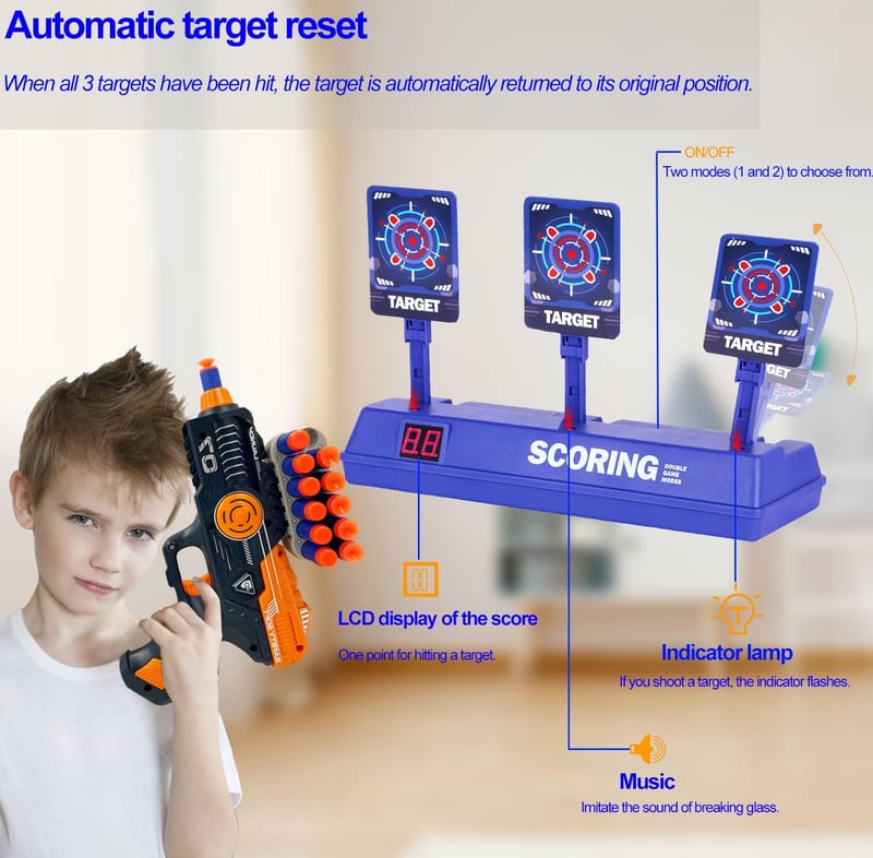 Zielscheibe mit Spielzeugpistole und 60 Darts für Kinder ab 6 Έτη