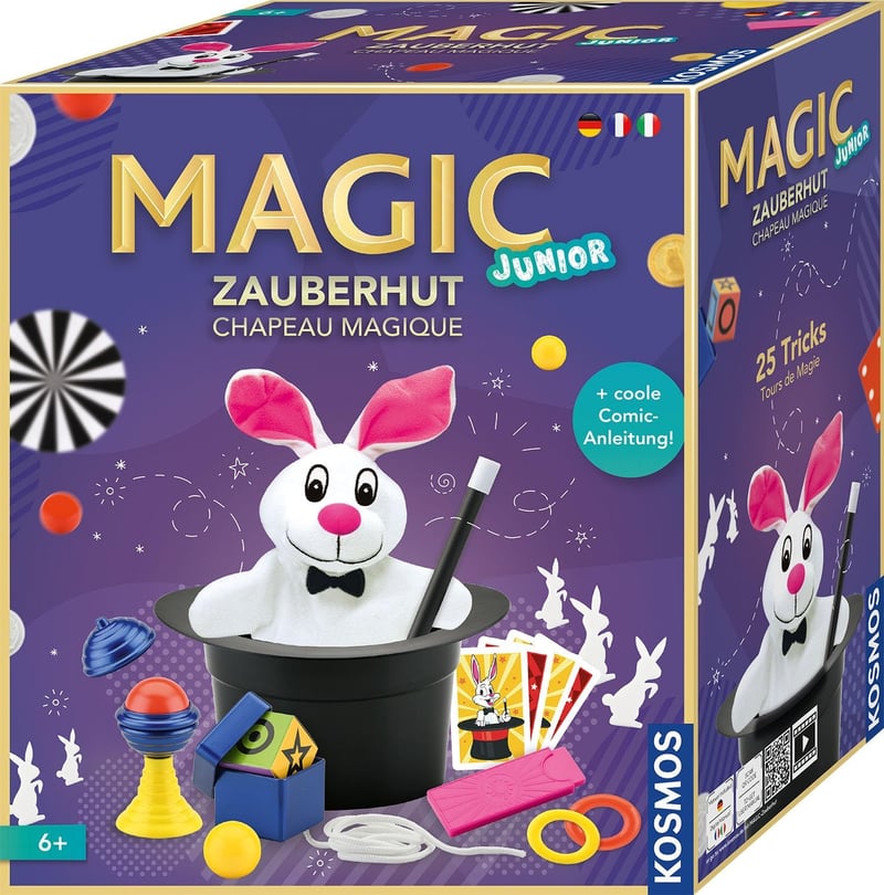 Zauberset für Kinder ab 6 Jahren – Zauberhut mit Tricks und Zubehör