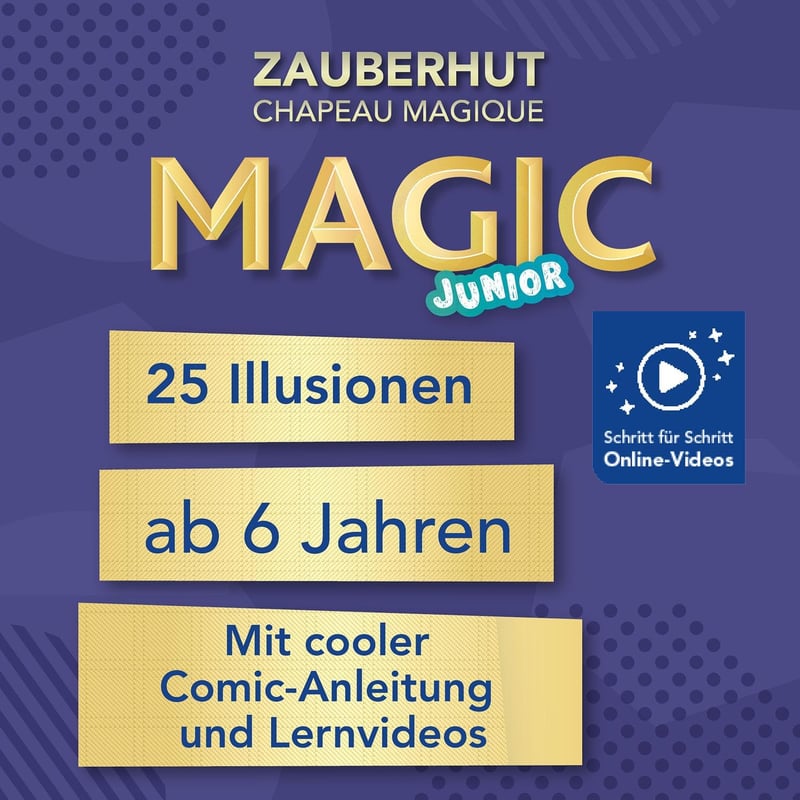 Zauberset für Kinder ab 6 Jahren – Zauberhut mit Tricks und Zubehör