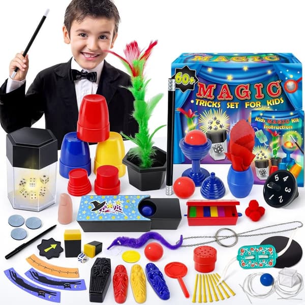 Zauberkasten für Kinder – Zaubertricks Set mit Zauberstab, Geschenk für Magier