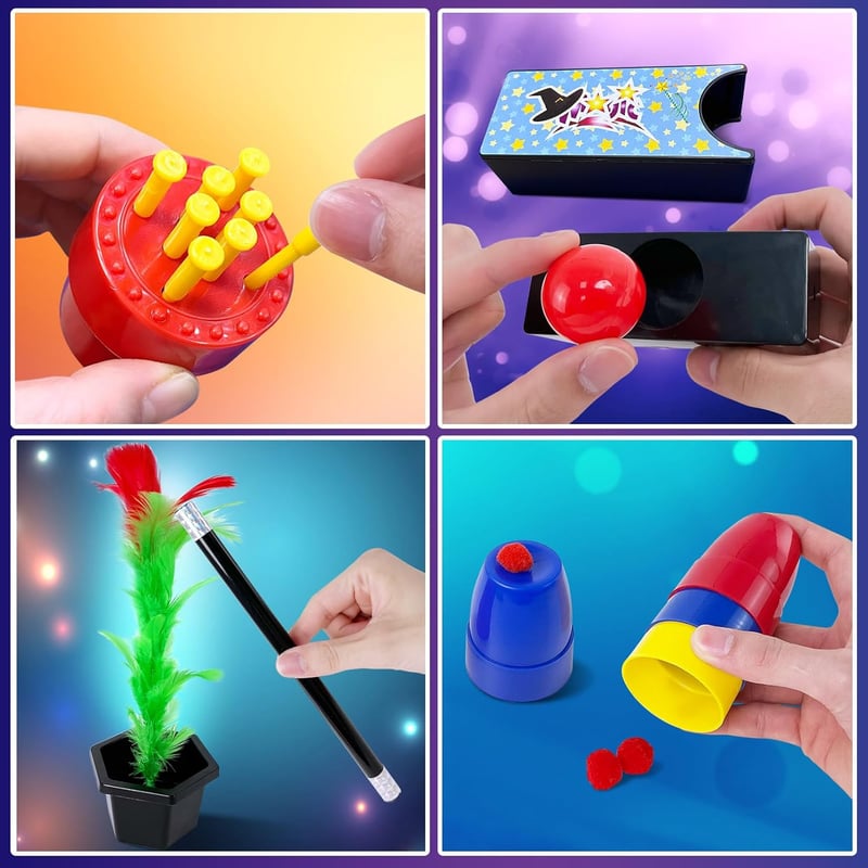 Zauberkasten für Kinder – Zaubertricks Set mit Zauberstab, Geschenk für Magier