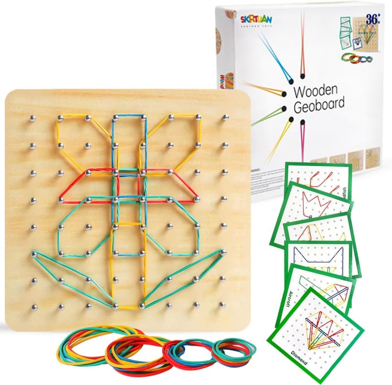 Montessori Geoboard aus Holz – Kreativspielzeug für Kinder (3-6 Jahre)