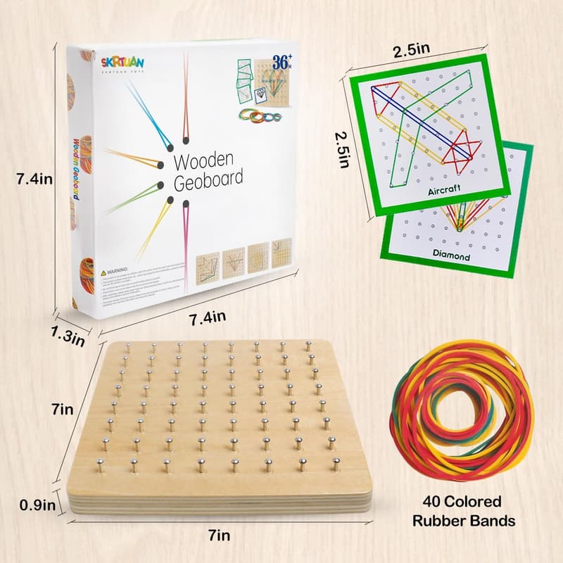 Montessori Geoboard aus Holz – Kreativspielzeug für Kinder (3-6 Jahre)