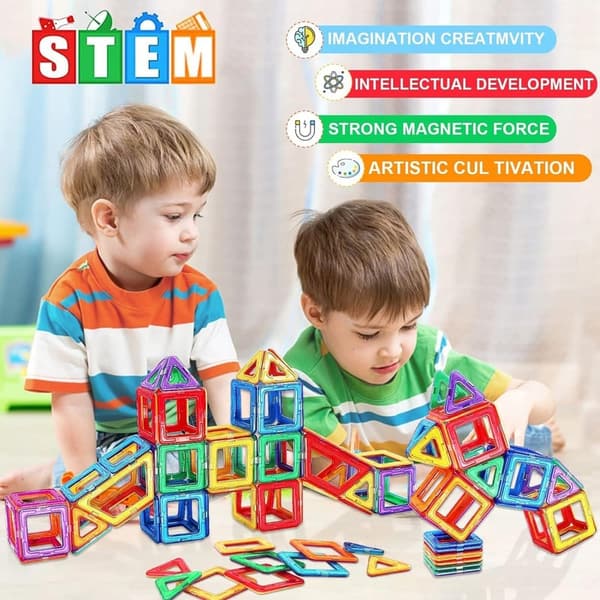 Magnetische Bausteine für Kinder ab 3 Jahren – STEM Spielzeug, Montessori Geschenk