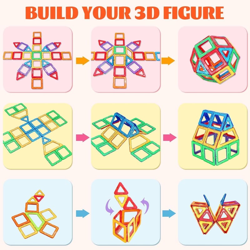 Magnetische Bausteine für Kinder ab 3 Jahren – STEM Spielzeug, Montessori Geschenk
