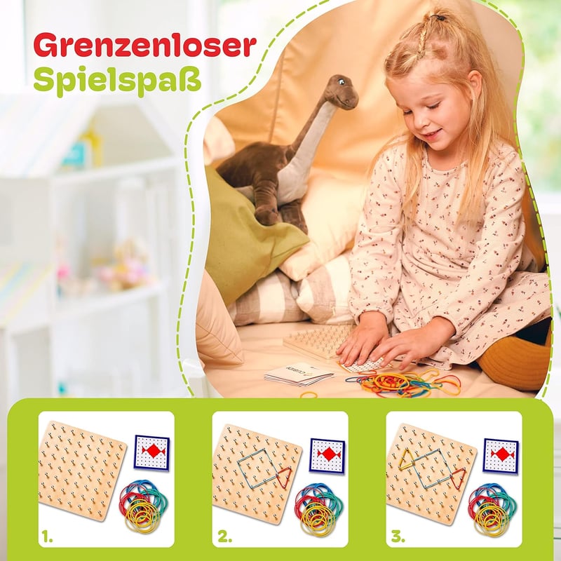 Kreatives Montessori Geobrett für Kinder ab 5 Jahren – Feinmotorikspielzeug