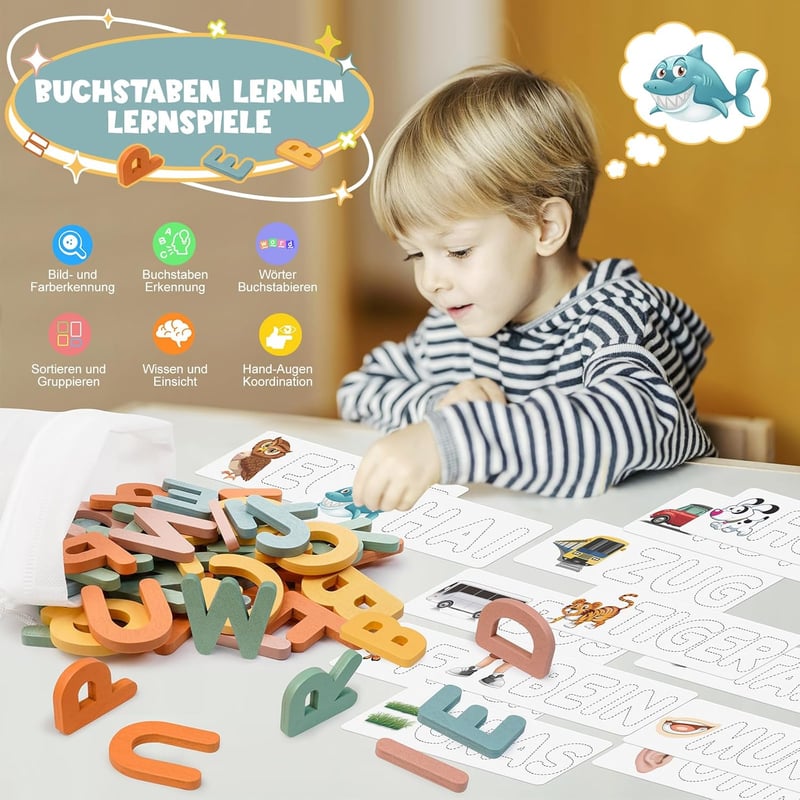 Montessori Steckpuzzle aus Holz für Kinder ab 3 Jahren – Lernspielzeug