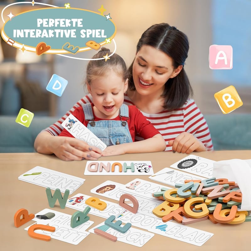 Montessori Steckpuzzle aus Holz für Kinder ab 3 Jahren – Lernspielzeug