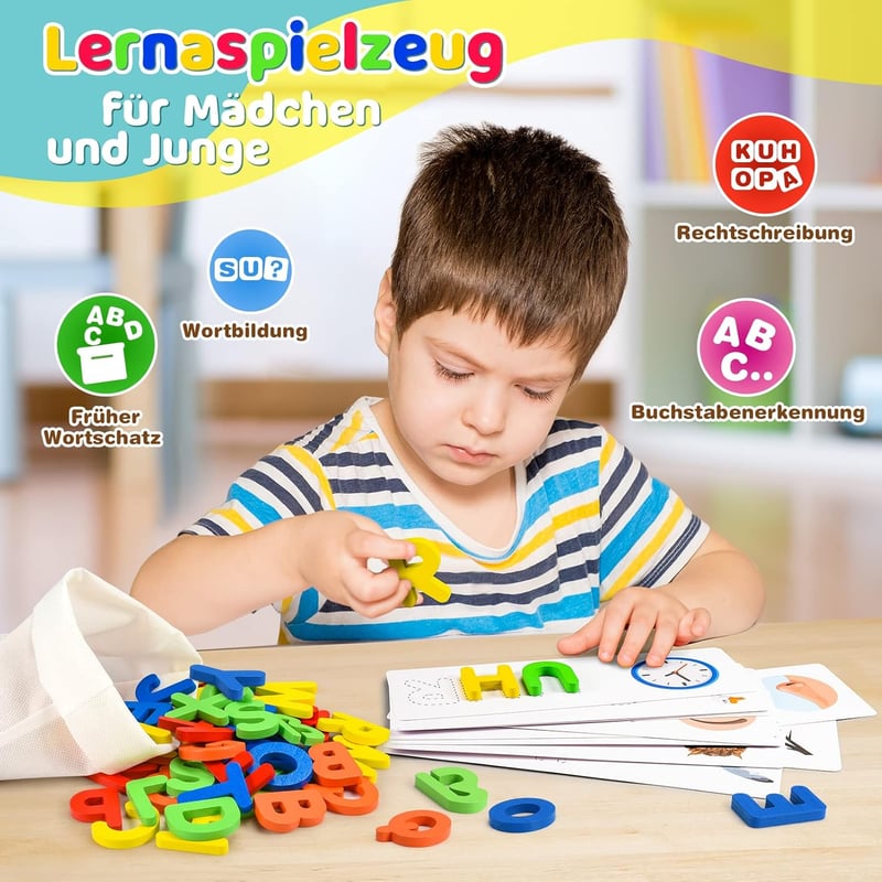 Montessori Lernspiele für Kinder ab 3 Jahren – Buchstaben lernen