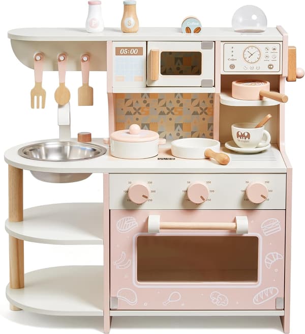 Holzspielzeug Spielküche mit Kaffeemaschine für Kinder ab 3 Jahren