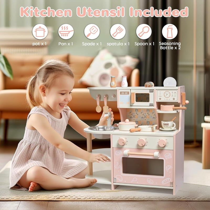Holzspielzeug Spielküche mit Kaffeemaschine für Kinder ab 3 Jahren