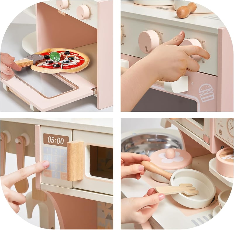 Holzspielzeug Spielküche mit Kaffeemaschine für Kinder ab 3 Jahren