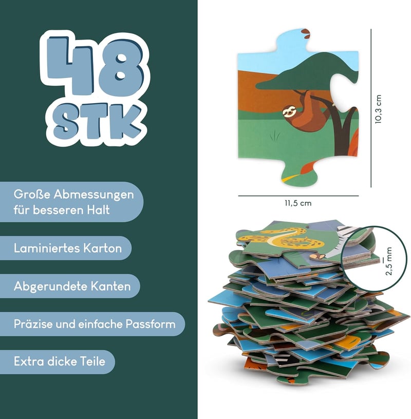 Bodenpuzzle Dschungeltiere XXL für Kinder ab 2 Jahren