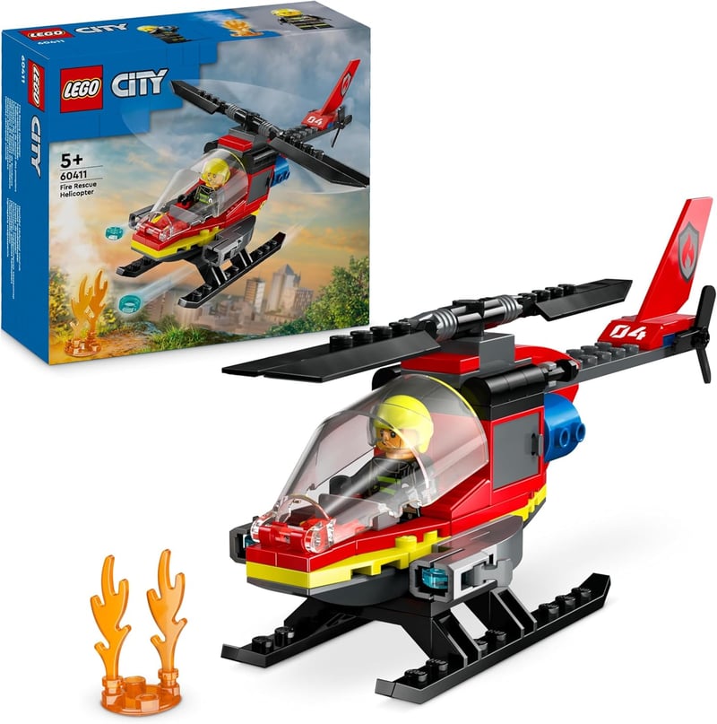 LEGO City Feuerwehrhubschrauber Set mit Pilot-Figur für Kinder ab 5 Jahren