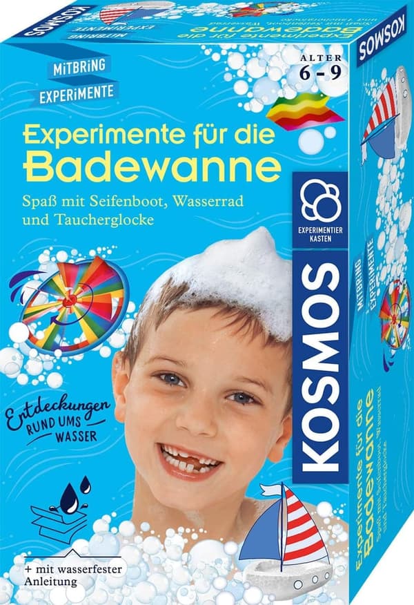Badewannen-Experimentierset für Kinder ab 6 Jahren mit Seifenboot und Wasserrad