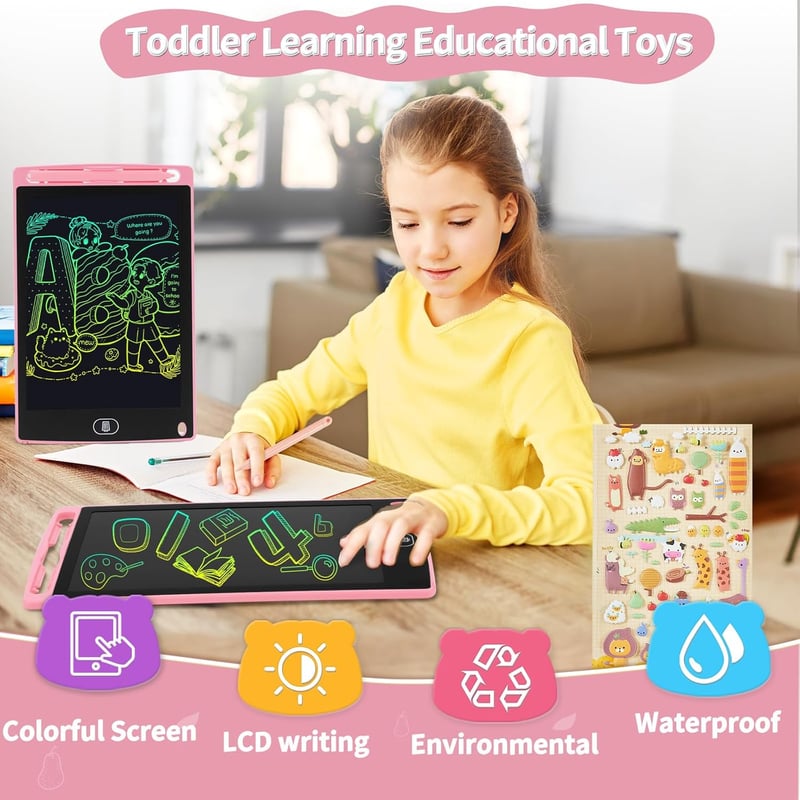 2er Set LCD Schreibtafel 8,5 Zoll, tragbares zeichnen & löschen für Kinder